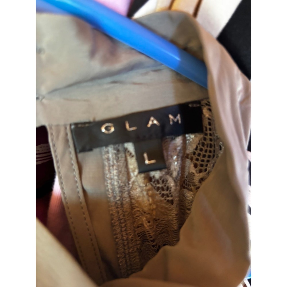 306. GLAM Halter Neck Lace Back Mini Dress Sleeveless Open Back Cocktail Size L - Picture 5 of 5